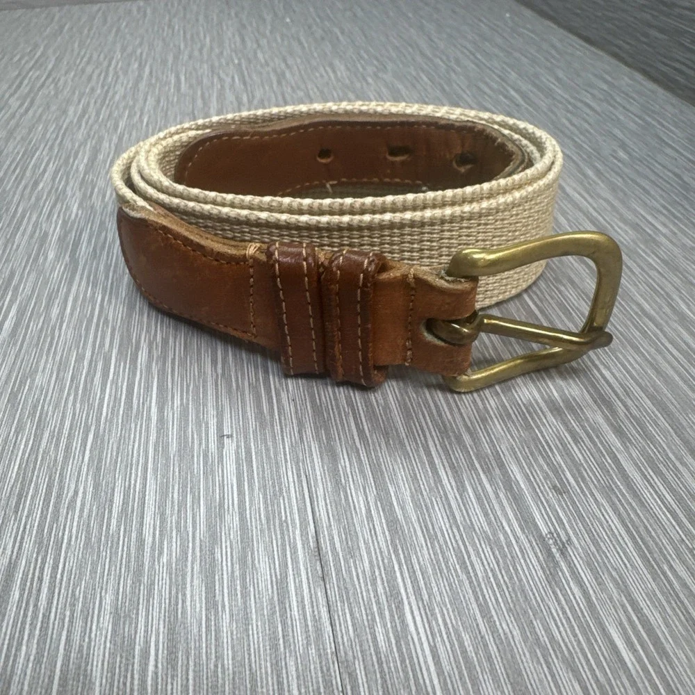 Coach Women's Leather Linen Belts Lot of 3 Tan Navy Cream Size‎ 40 Large L